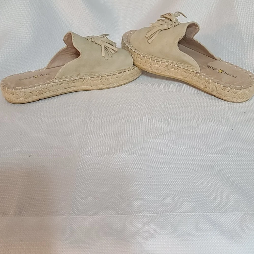 Seven Dials Faux Suede Espadrilles Slidws Shoes Oatmeal Size‎ 6 EUC